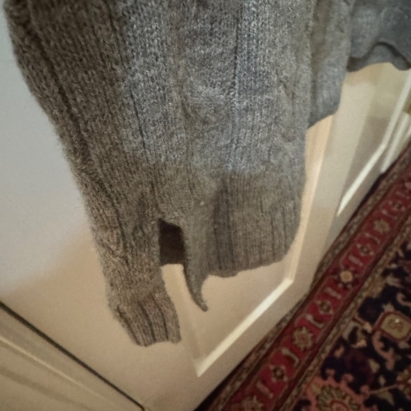 NWT Talbots grey heather cable turtleneck with buttons on sleeves L - Picture 6 of 7
